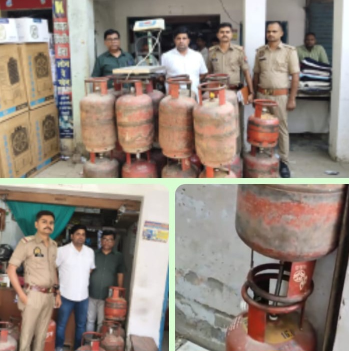 आजमगढ़ में अवैध गैस रिफलिंग का भंडाफोड़, भारी मात्रा में सिलेंडर व उपकरण बरामद
