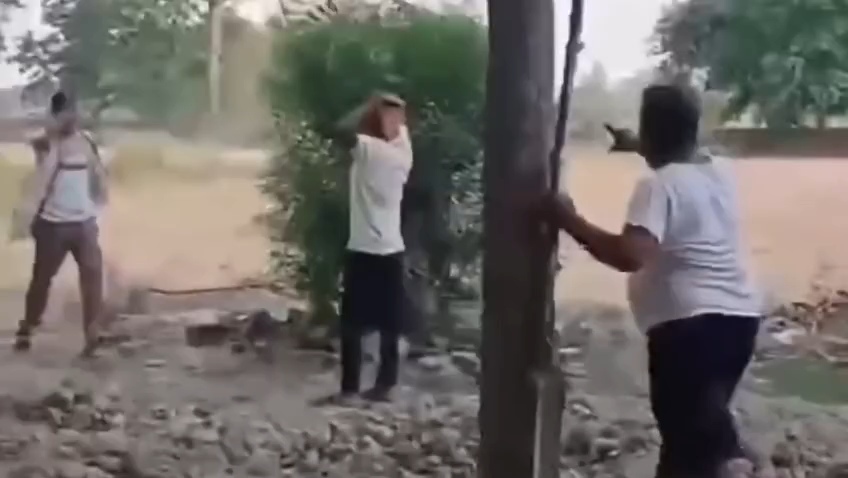 आजमगढ़ जमीनी विवाद में मारपीट और तोड़फोड़ और हरे पेड़ काटने का वीडियो वायरल