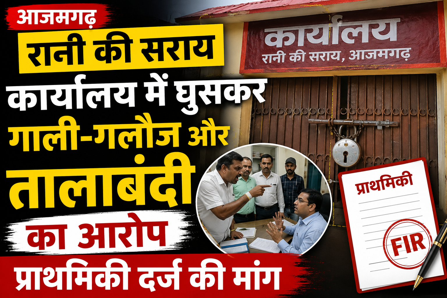 आजमगढ़ कार्यालय में दबंगई! गाली-गलौज और तालाबंदी के खिलाफ FIR की मांग