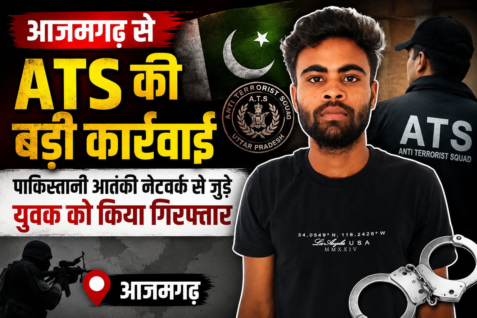 आजमगढ़ से ATS की बड़ी कार्रवाई, पाकिस्तानी आतंकी नेटवर्क से जुड़े युवक को किया गिरफ्तार