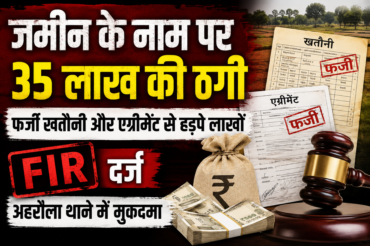 आजमगढ़: फर्जी खतौनी और एग्रीमेंट के जरिए 35 लाख की ठगी, कोर्ट के आदेश पर मुकदमा दर्ज