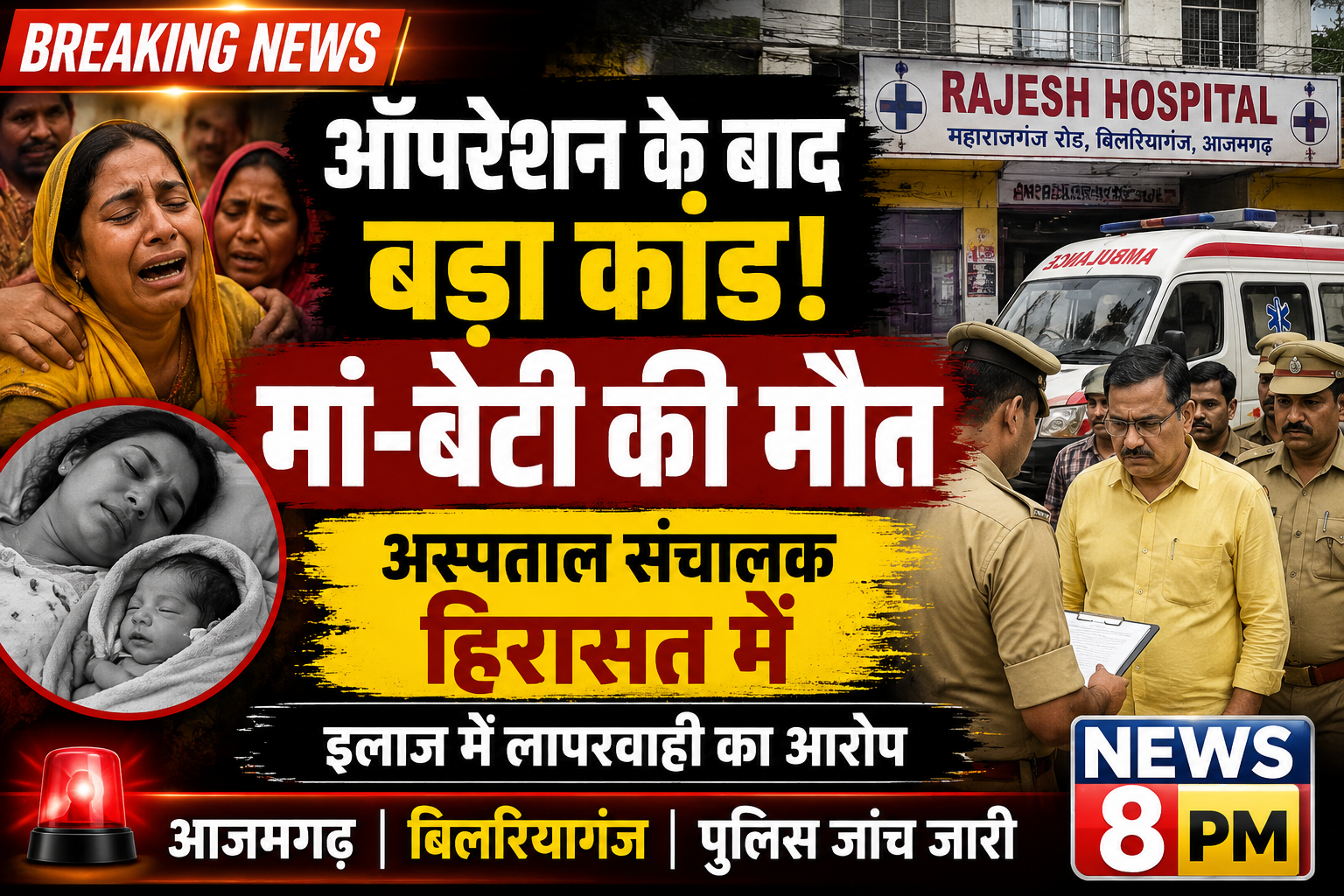 आजमगढ़: ऑपरेशन के बाद प्रसूता और नवजात की मौत, अस्पताल संचालक हिरासत में; इलाज में लापरवाही का आरोप