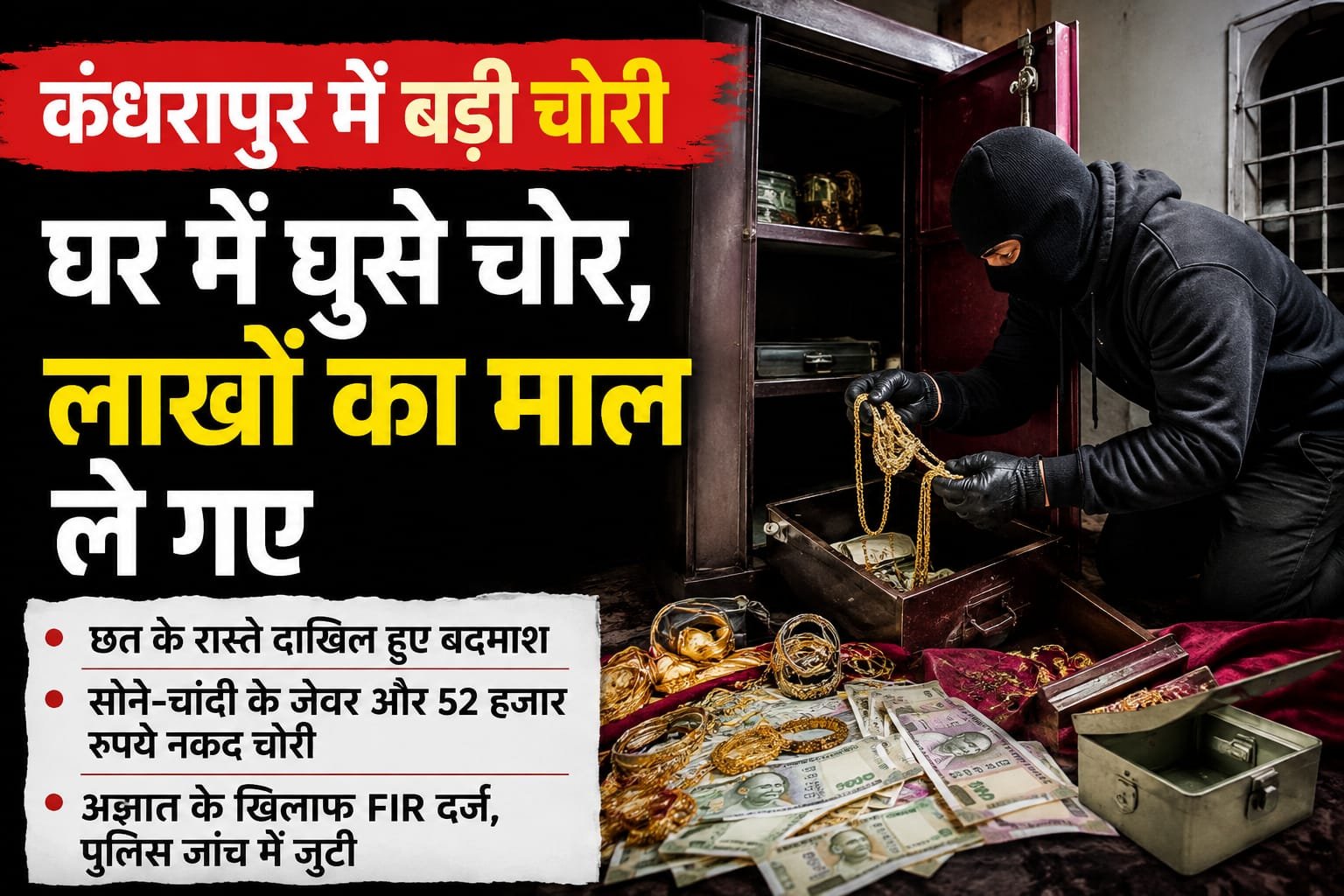आजमगढ़ में घर में घुसे चोर, नकदी-जेवर समेत लाखों का माल किया पार; छत के रास्ते दाखिल हुए बदमाश