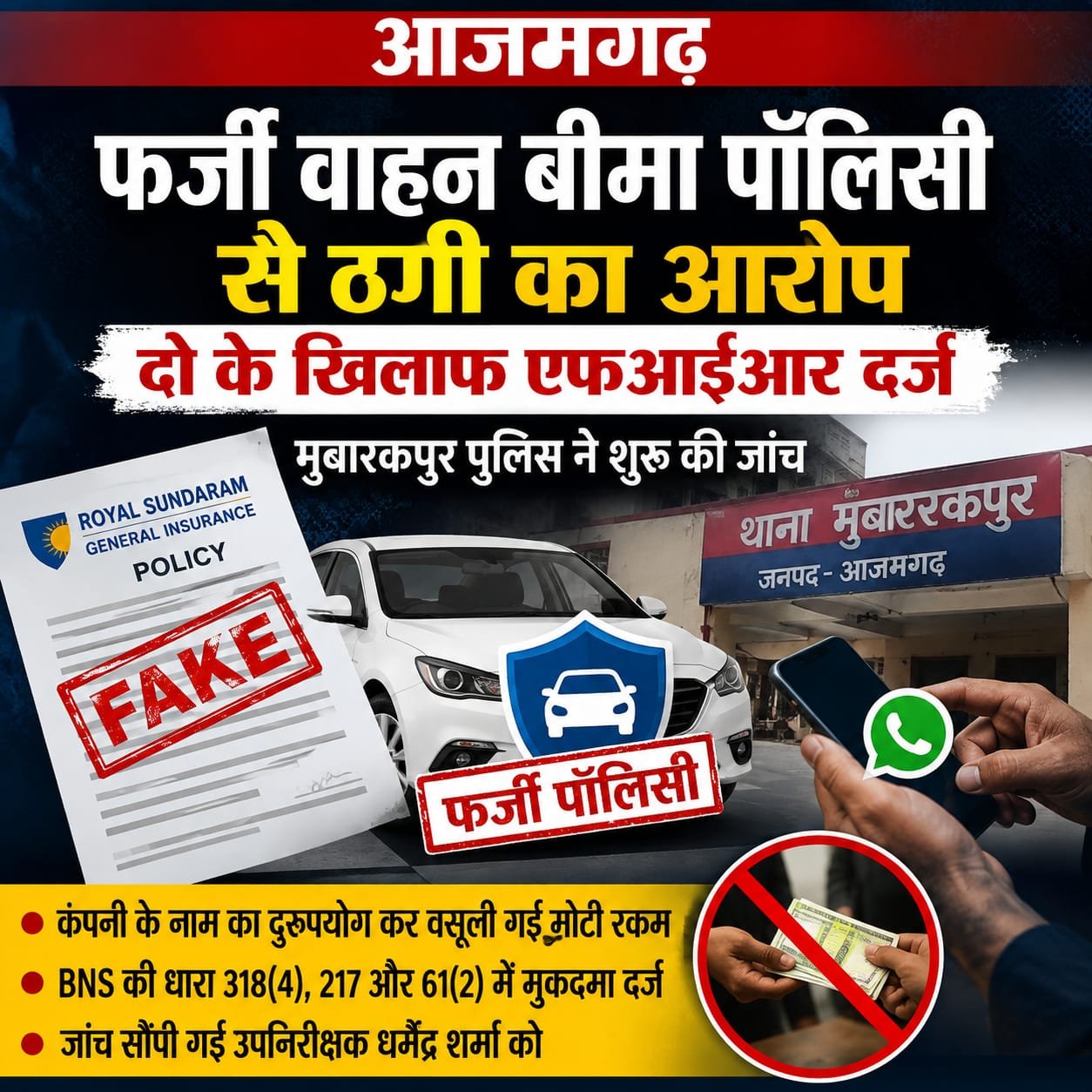 आजमगढ़ में फर्जी वाहन बीमा पॉलिसी का मामला, दो लोगों पर मुकदमा