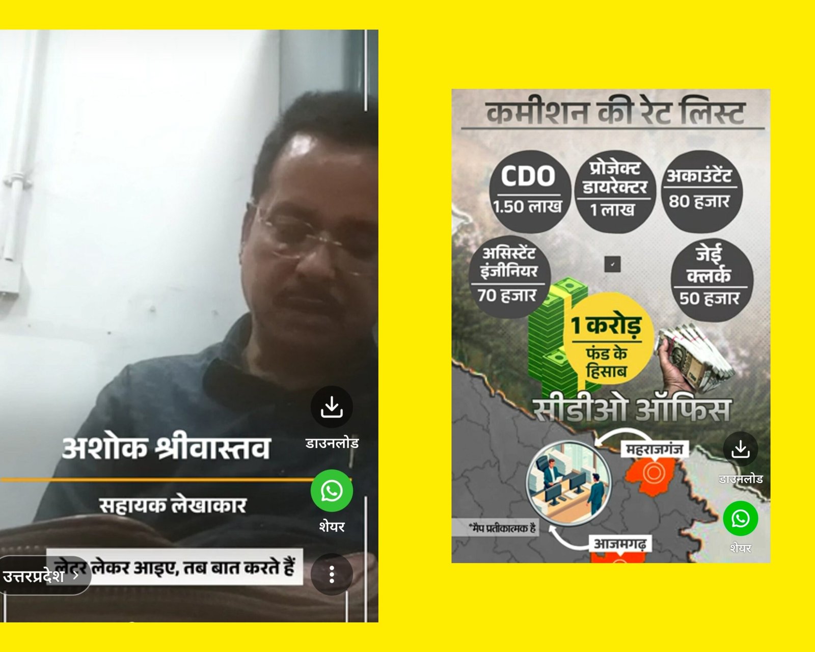 MLA फंड में कमीशनखोरी का आरोप,मीडिया के स्टिंग में फंसे CDO कार्यालय के सहायक लेखाकार अशोक कुमार श्रीवास्तव,CDO ने दो सदस्यीय जांच टीम का किया गठन